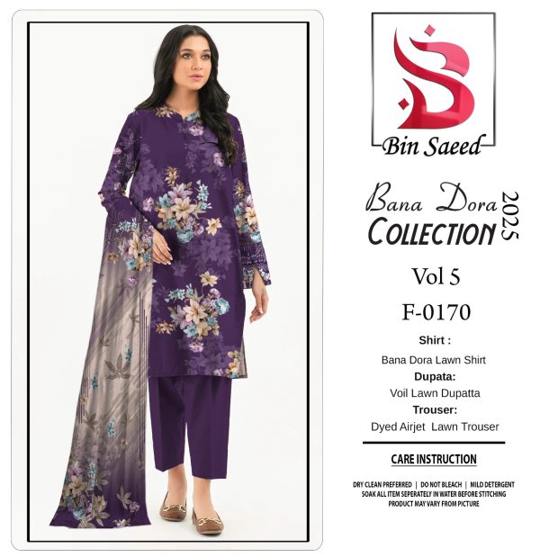 Binsaeed Bana Dora 3piece Unstitched Suit