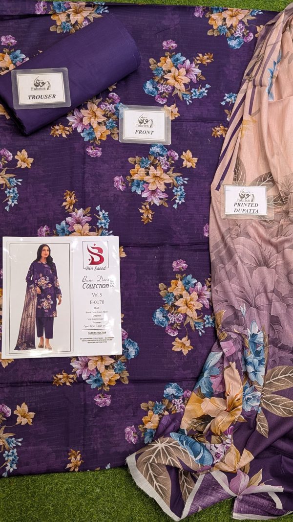 Binsaeed Bana Dora 3piece Unstitched Suit