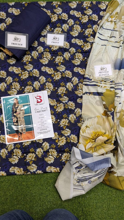 Binsaeed Bana Dora 3piece Unstitched Suit
