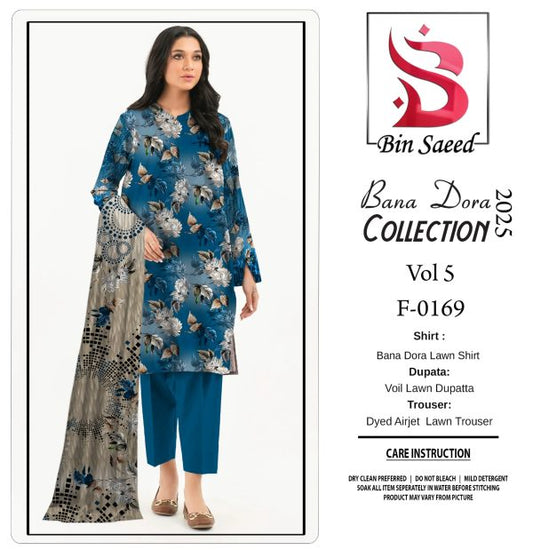 Binsaeed  Bana Dora 3piece Unstitched Suit