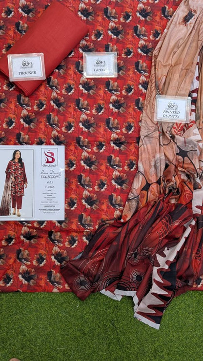 Binsaeed  Bana Dora 3piece Unstitched Suit