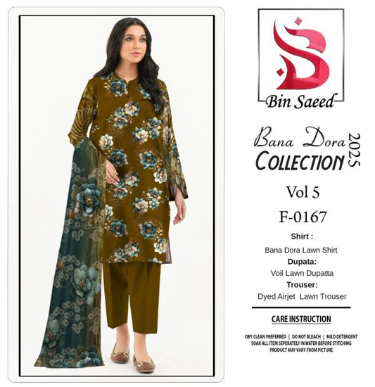 Binsaeed Bana Dora 3piece Unstitched Suit