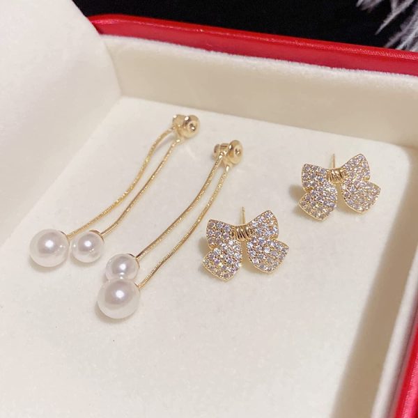 Elegant Bow Style Zircon Earings
