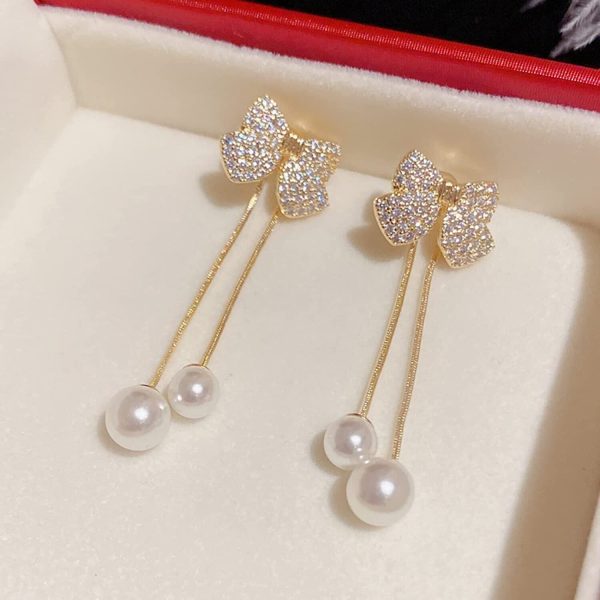Elegant Bow Style Zircon Earings
