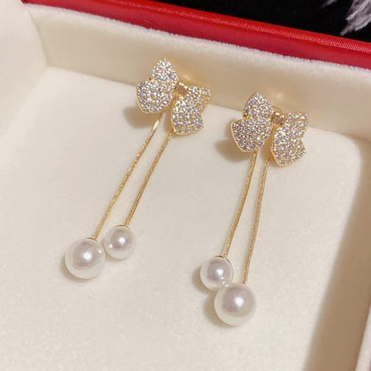 Elegant Bow Style Zircon Earings