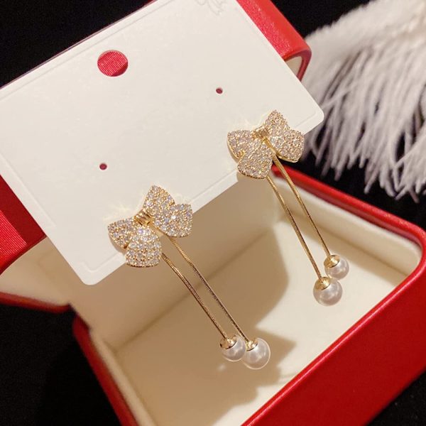 Elegant Bow Style Zircon Earings