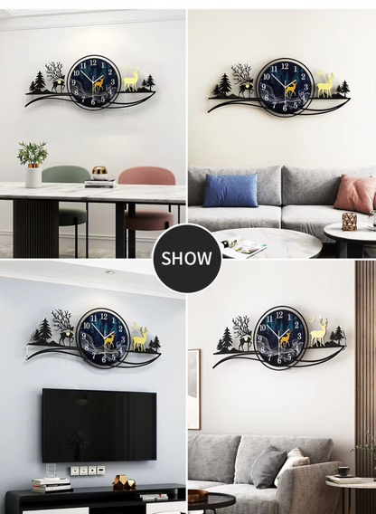 Forest Figure Deer 3d Wood Wall Clock