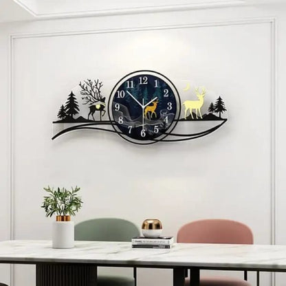 Forest Figure Deer 3d Wood Wall Clock