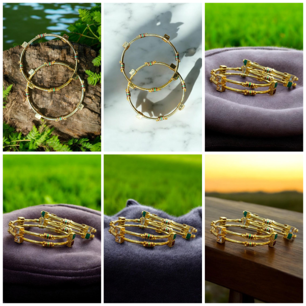 indian Gold Plated Ad Zircon Minakari Banlges
