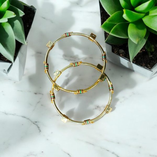 indian Gold Plated Ad Zircon Minakari Banlges