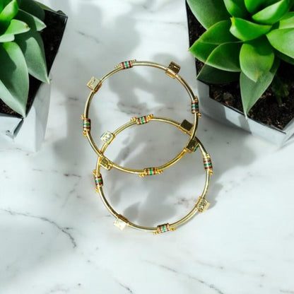 indian Gold Plated Ad Zircon Minakari Banlges