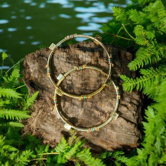 indian Gold Plated Ad Zircon Minakari Banlges
