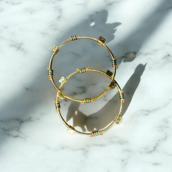 indian Gold Plated Ad Zircon Minakari Banlges