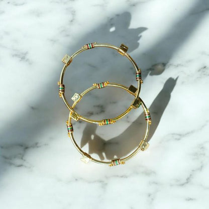 indian Gold Plated Ad Zircon Minakari Banlges