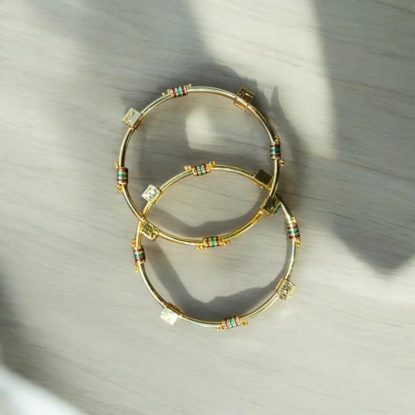 indian Gold Plated Ad Zircon Minakari Banlges