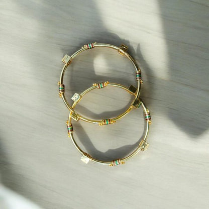 indian Gold Plated Ad Zircon Minakari Banlges