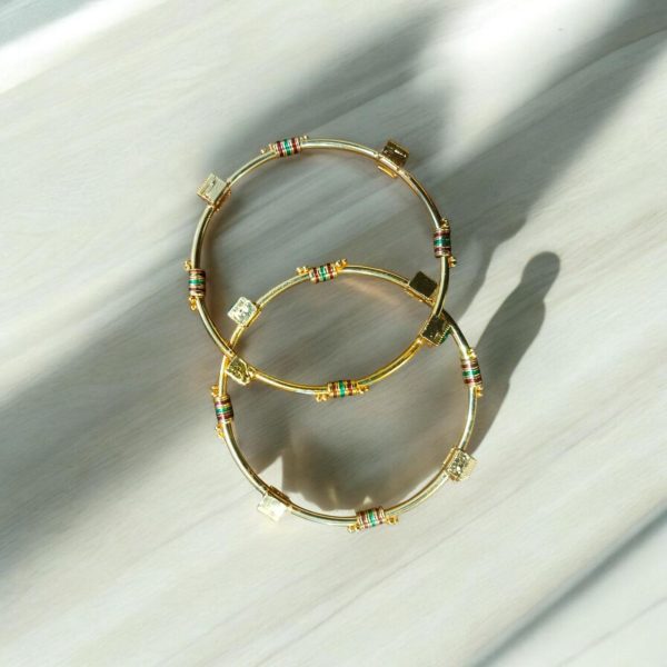 indian Gold Plated Ad Zircon Minakari Banlges