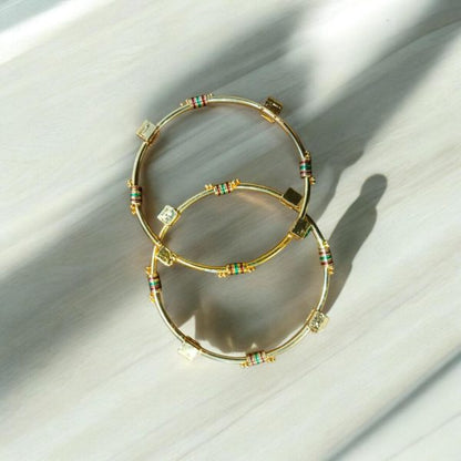 indian Gold Plated Ad Zircon Minakari Banlges