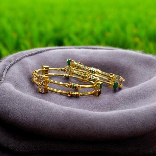indian Gold Plated Ad Zircon Minakari Banlges