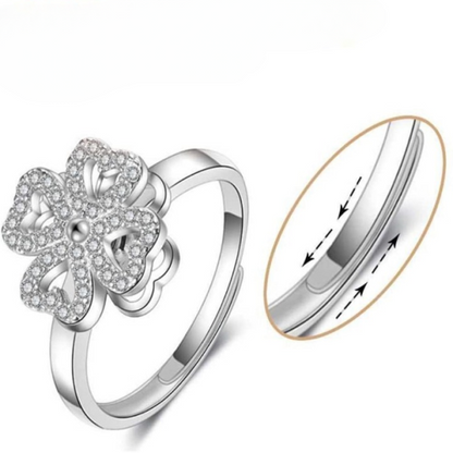 Lucky Four-leaf Clover Rotating Anxiety Ring