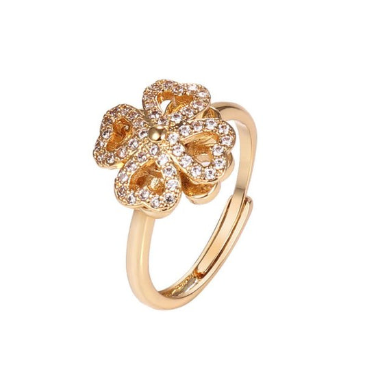 Lucky Four-leaf Clover Rotating Anxiety Ring
