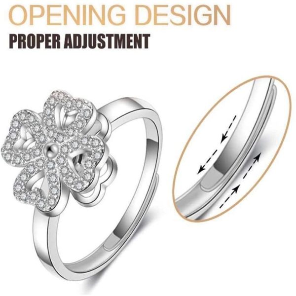 Lucky Four-leaf Clover Rotating Anxiety Ring