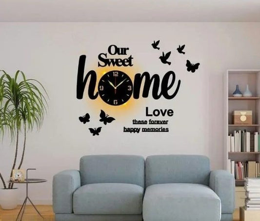 Our Sweet Home 3d Wooden Wall Clock With Light