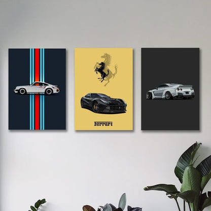 Set Of 3 Sports Cars Wooden  Sticky Phototiles