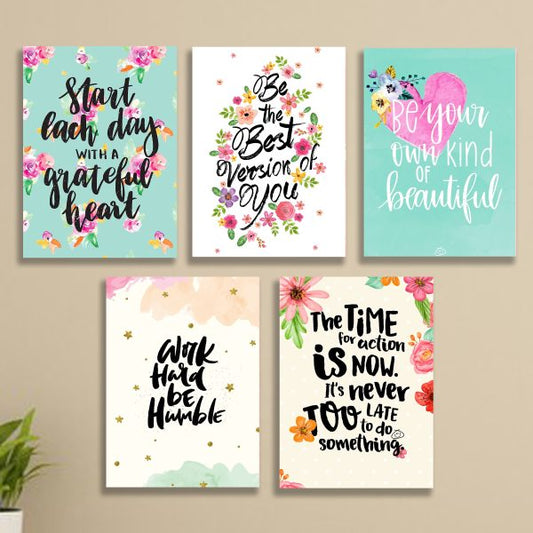 Set Of 5 Girls Room Motivational Wall Art