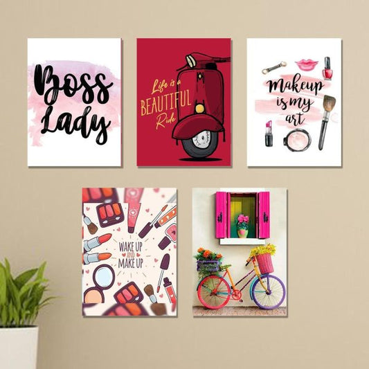Set Of 5 Girls Room Wall Art Sticky Phototiles