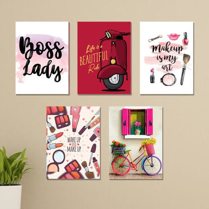 Set Of 5 Girls Room Wall Art Sticky Phototiles