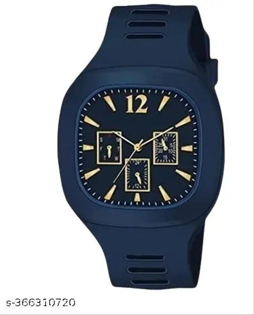 Stylish Black Silicone Strap Watch