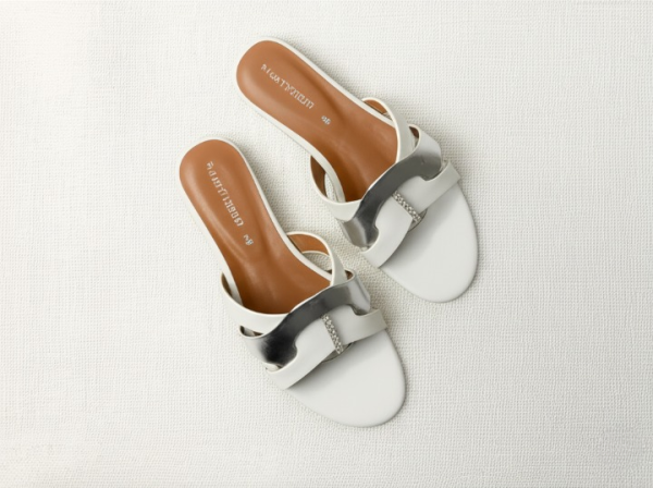 White & Silver Premium Slippers