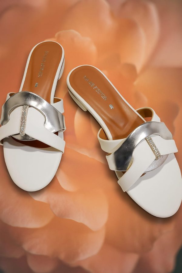 White & Silver Premium Slippers
