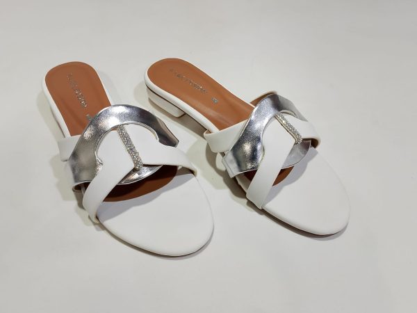 White & Silver Premium Slippers