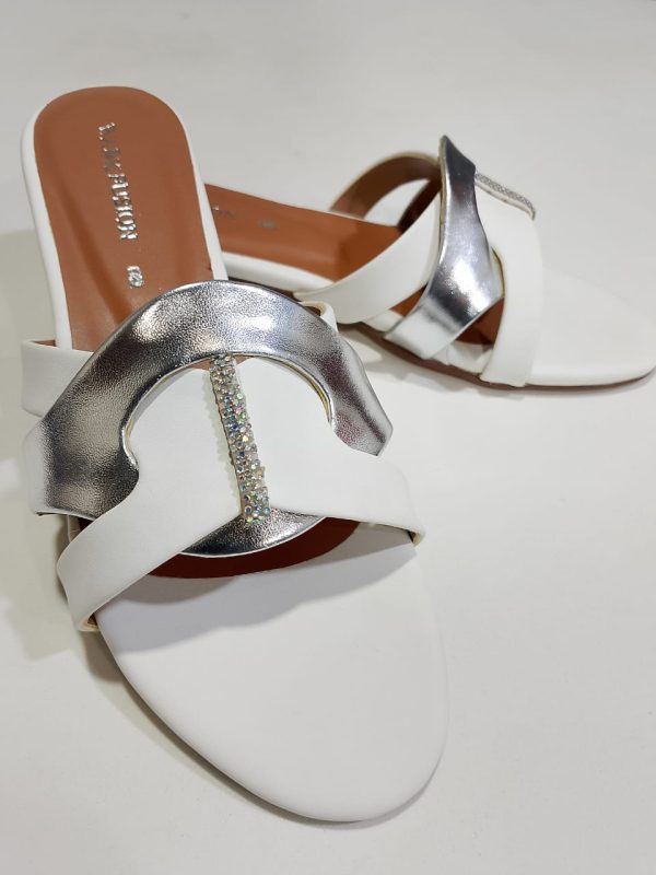 White & Silver Premium Slippers
